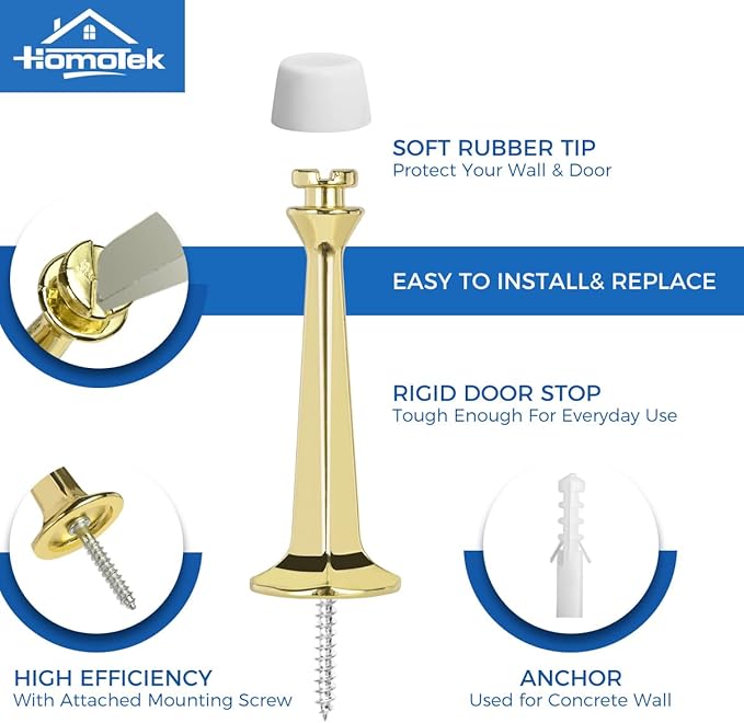 HOMOTEK 4 Pack Heavy Duty Solid Rigid Door Stop - Image 2
