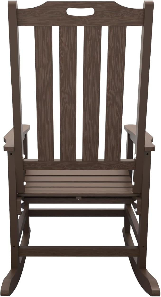 Oversized Rocking Chair Set of 4, Outdoor Rocking Chair for Adults, All Weather Resistant Porch Rocker for Lawn Garden, Brown - Image 6