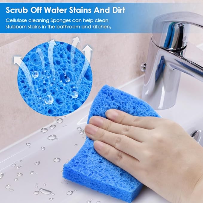 8 PCS Dish Sponges Kitchen, Premium Blue Dish Washing Kitchen Sponge, - Image 5