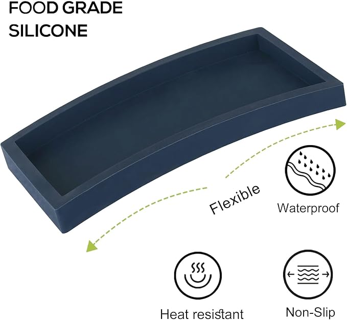 Bathroom Tray, Small Vanity Tray Silicone Soap Dish Sponge Holder Kitchen Sink - Image 3