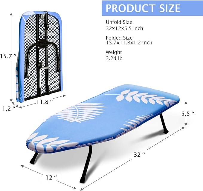 SheeChung Mini Ironing Board 12"x32", Tabletop Ironing Boards - Image 2
