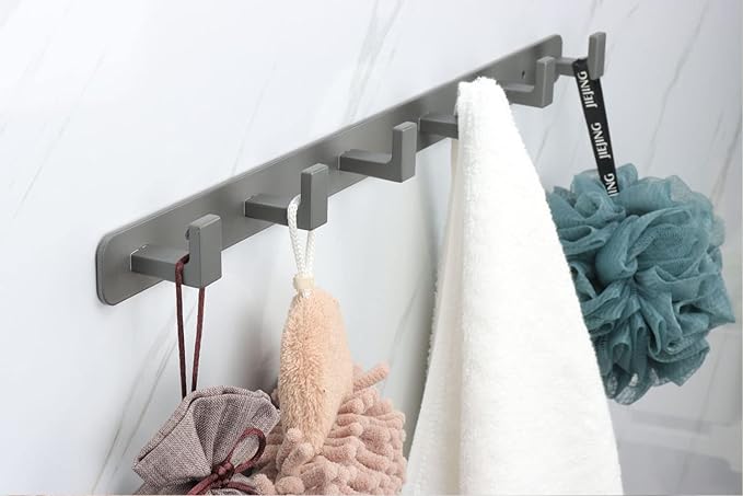 Coat Rack, Heavy Duty Stainless Steel 6 Tri Coat Hook Hanger, Wall Mounted - Image 2