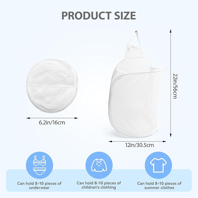 Hanging Laundry Bag Small Hanging Hamper Foldable Mesh Hamper Collapsible Wall - Image 6