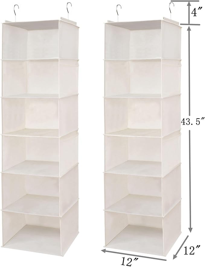 6 Shelves Hanging Closet Organizer, 2 Pack Hanging Storage - Image 3