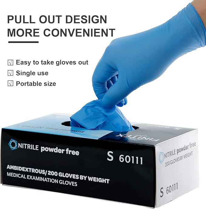 FINITEX Blue Disposable Nitrile Exam Gloves - Image 9