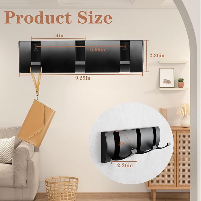 Folding Coat Hooks, Wall Mounted Coat Rack - Image 5