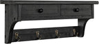 Emfogo Wood Coat Hooks Wall Mounted, Rustic Style by Emfogo