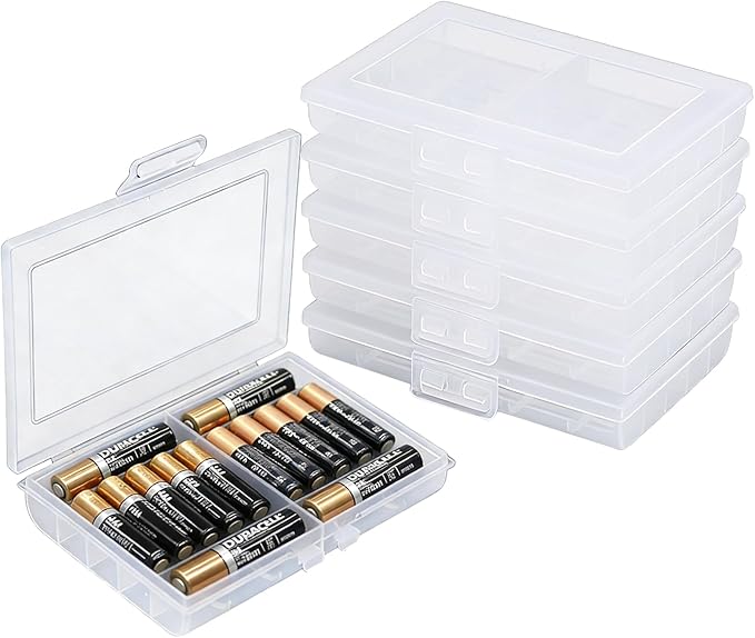 6 Pack Battery Organizer for AA/AAA Batteries, 10-Slot Battery Storage Box by Unknown