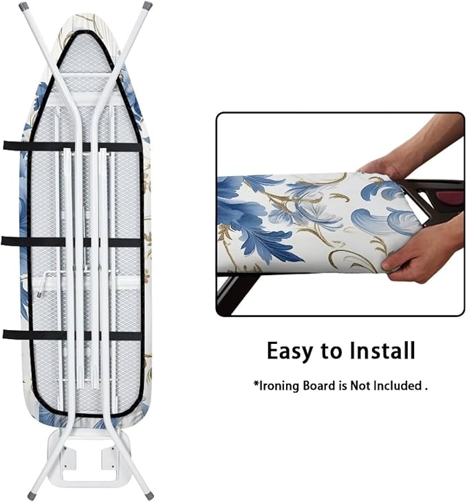 Blue Flowers Ironing Board Cover Thick Soft Ironing Board Protector - Image 4