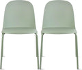 2xhome Set of 2 Modern Stackable Armless Dining Chairs, Plastic Shell Seat with Metal Legs for Indoor Outdoor Home Kitchen Patio Cafe, Green by 2xhome