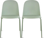 2xhome Set of 2 Modern Stackable Armless Dining Chairs, Plastic Shell Seat with Metal Legs for Indoor Outdoor Home Kitchen Patio Cafe, Green by 2xhome