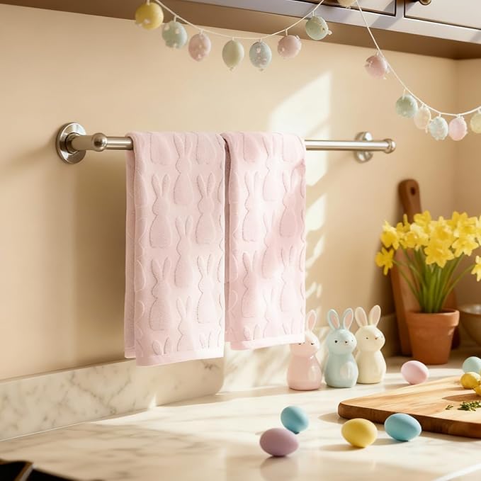 Artoid Mode 4 Pcs Pink 3D Rabbit Jacquard Easter Hand Towels - Image 4