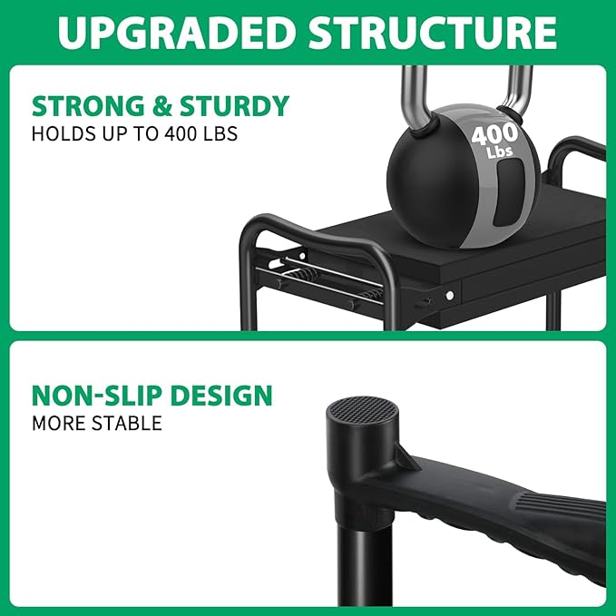 TomCare Garden Kneeler and Seat 10.64” Wider Larger Soft Kneeling Pad Garden Bench with 2 Large Tool Pouches Heavy Duty Garden Stool Foldable Tools Gardening Gifts for Women Men Gardeners,Black - Image 2