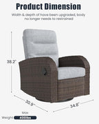 Outdoor Swivel Recliner Chair Set of 2, All-Weather Wicker Reclining Patio Chair with Adjustable Backrest and Footrest - Image 8