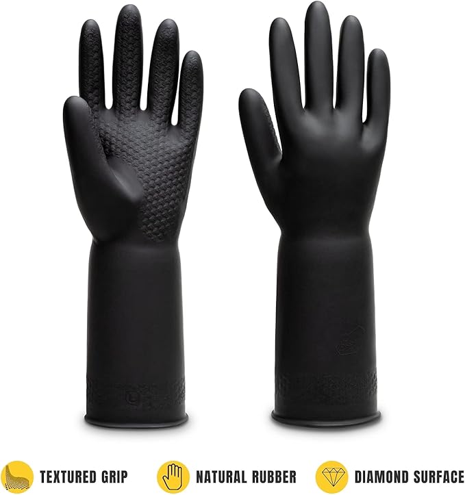 Chemical Resistant Latex Gloves, Cleaning Protective Safety Work Heavy Duty - Image 5