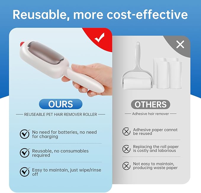 Reusable Pet Hair Remover Lint Roller Brush, Washable Pet Cat Dog Hair Removal - Image 4