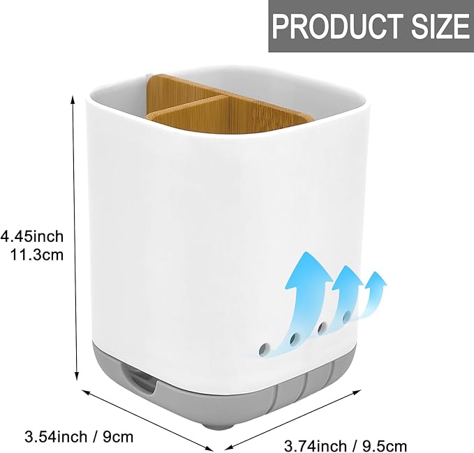 Toothbrush Holder with Bamboo Divider, Detachable - Image 6