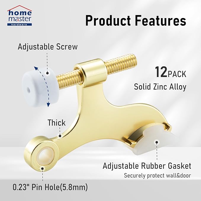 HOME MASTER HARDWARE Hinge Pin Door Stopper 12-Pack, Adjustable Deluxe Heavy - Image 3