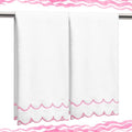 2 Pcs Scalloped Hand Towels 100% Cotton Fingertip Towels by Hahafelt