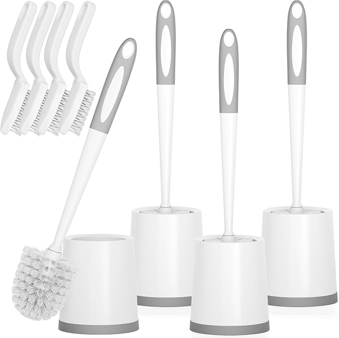 Toilet Brush, 4 Pack Toilet Brush and Holder Set, Toilet Bowl Brush by Holaloha