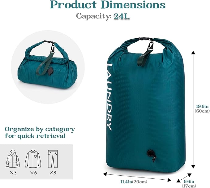 Travel Laundry Bag, Vacuum Compression Dirty Clothes Travel Bag, Waterproof - Image 2