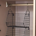 3 Tier Hanging Foldable Wire Baskets Closet Organizer Clothes Shelves - Image 7