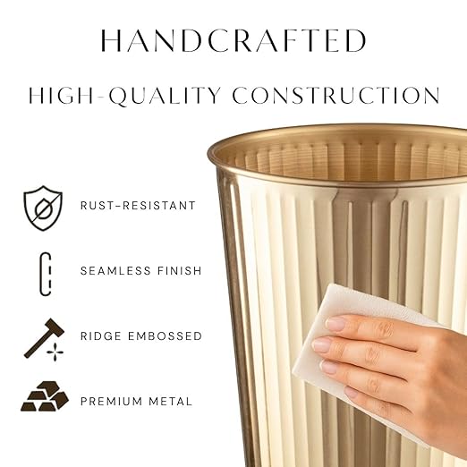 Monarch Abode Metal Bathroom Trash Can – Waste Basket - Image 3