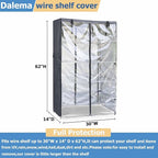 Waterproof Shelf Cover,600D Heavy Duty Dustproof Storage Wire Rack Covers,Outdoor Shelving Covers for Wire Shelves with Zipper 30''x14''x62'',Clear Front. - Image 3