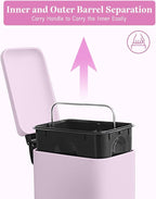 Pink Trash Can, 1.3 Gallon Bathroom Trash Can - Image 6
