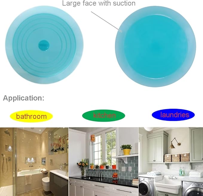 V-TOP Tub Stopper 2 Pack, 6 inches Large Silicone Drain Plug Hair Stopper Flat - Image 7