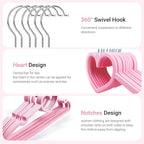 Plastic Hangers 30 Pack, Cute Heart Hangers Ultra Thin Space Saving - Image 3