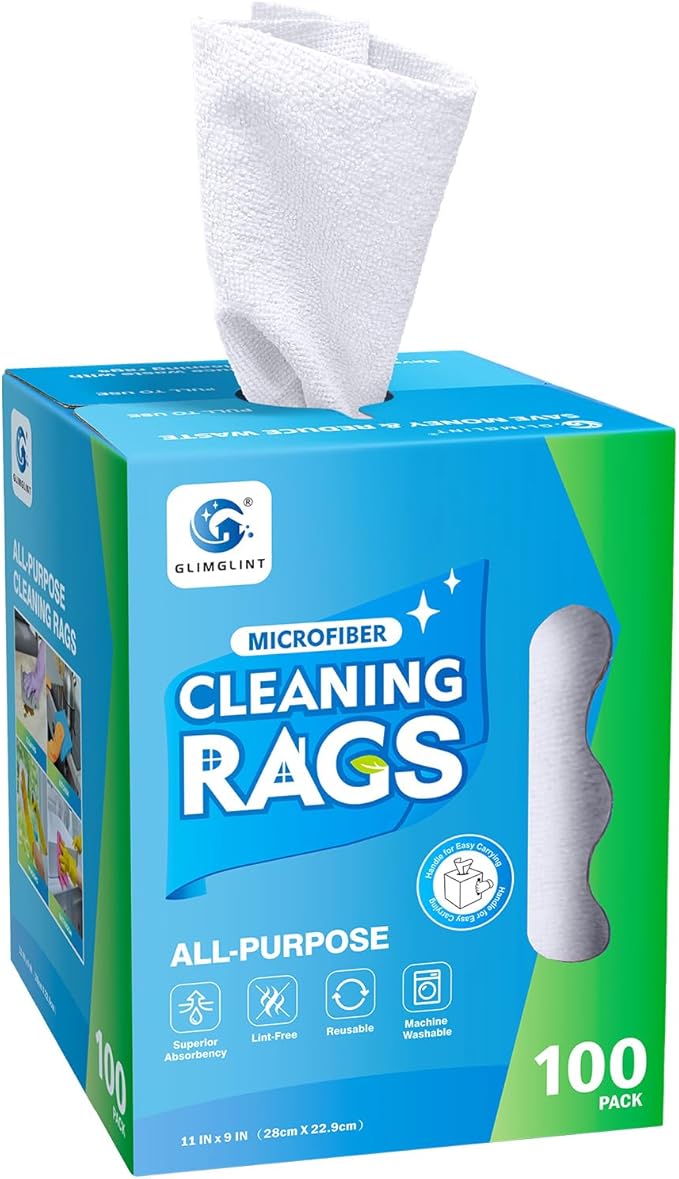 GLIMGLINT White Microfiber Cleaning Cloth, 100 Pack Cleaning Rags, Ultra by Unknown
