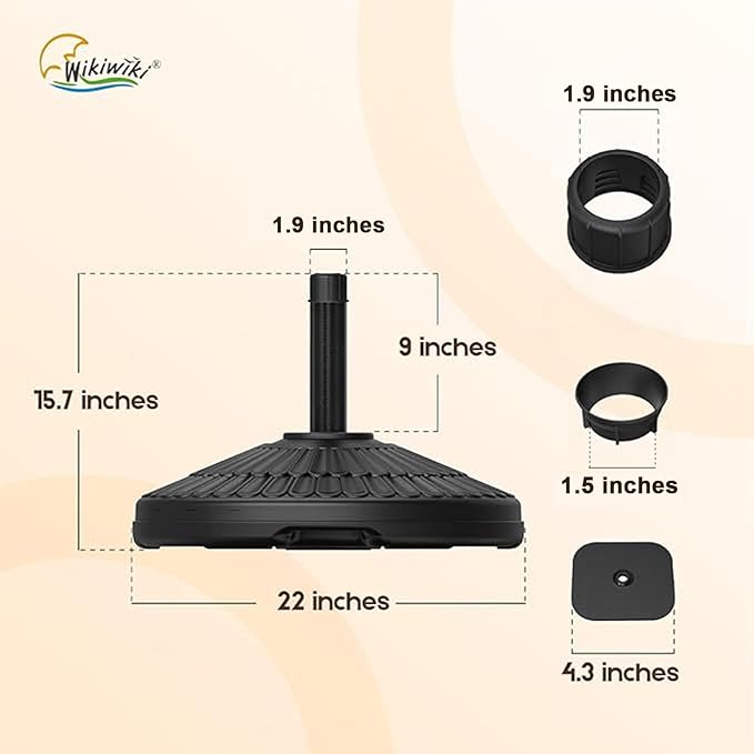 wikiwiki 80 Lbs Round Weighted Patio Umbrella Base, Free Standing Heavy Duty Base Water & Sand Filled Plastic Round Umbrella Base (Charcoal) - Image 3