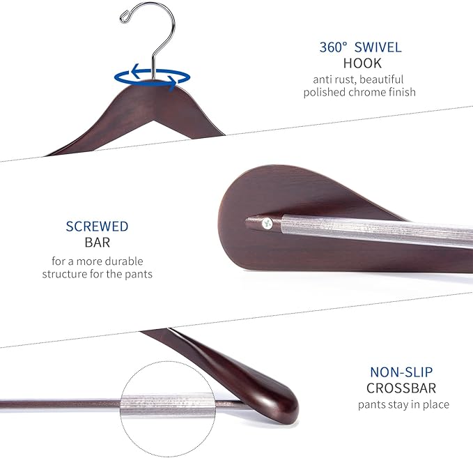 Nature Smile Luxury Mahogany Wooden Suit Hangers - Image 3