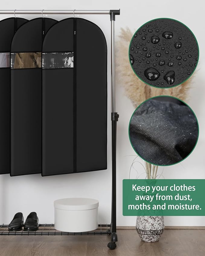 Garment Bags for Hanging Clothes 8 packs Washable Black Suit Bags for Closet - Image 6