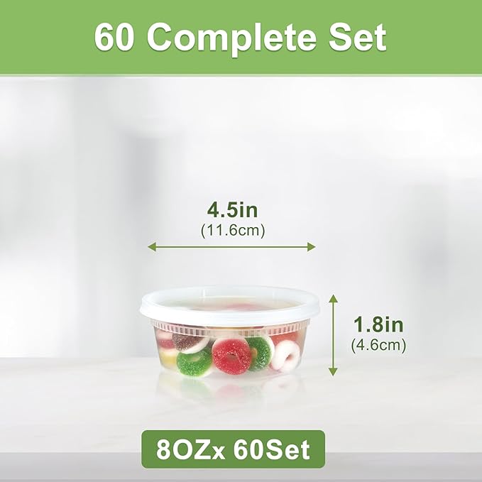 60 Sets Deli Containers with Lids 8 oz, Leak-Proof & BPA Free Airtight Takeout - Image 2