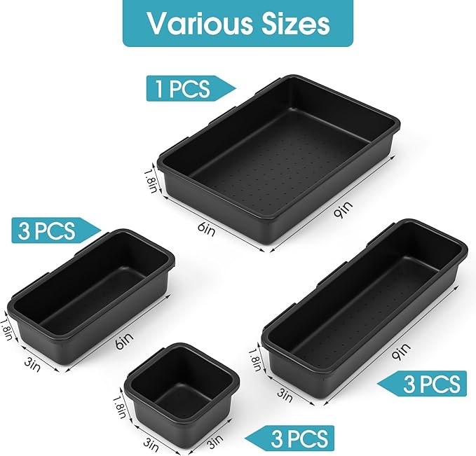10 PCS Drawer Organizer Set, 4 Size Makeup Drawer Divider Organizer - Image 2