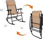 Amazon Basics Outdoor Portable Folding Rocking Chair with Headrest, Ergonomic Design, Weather-resistant Patio Reclining Lounge Chair for Porch, 33.6 x 37.4 x 26 inch, Beige - Image 3