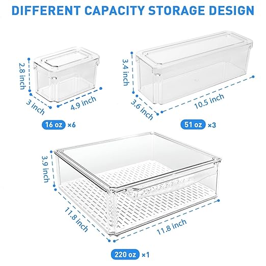 POMEAT 10 Pack Fridge Organizer, Stackable Refrigerator Organizer Bins - Image 3