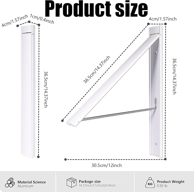 Retractable Clothes Drying Rack，Space Saver Wall Mounted Folding Hanger - Image 3