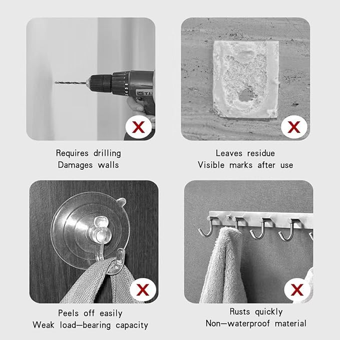 Adhesive Wall Hook, Set Heavy-Duty Thickened self-Adhesive Hook，16Pcs，33lb max - Image 6