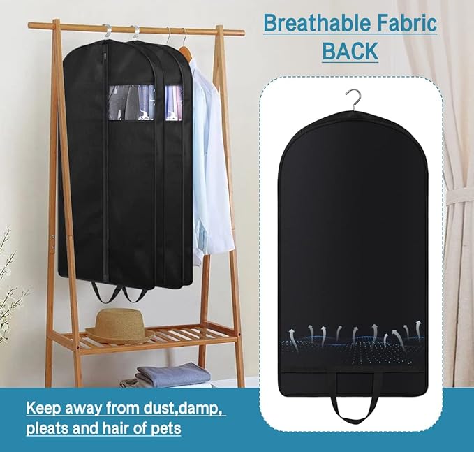 KIMBORA 43" Suit Bags for Closet Storage and Travel, Gusseted Hanging Garment - Image 5