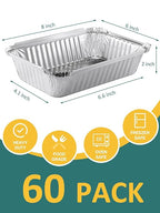 60 Pack 8x6 Disposable Aluminum Pans - Image 2