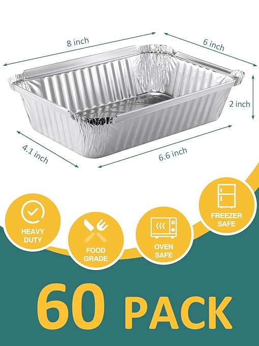 60 Pack 8x6 Disposable Aluminum Pans - Image 2