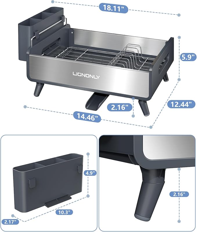 Dish Drying Rack, Thicker Premium Aluminum Frame and 304 Stainless Steel Plate - Image 6