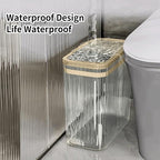 Bathroom Trash Can with Lid3.5 Gallon Garbage Can，for Bedroom, Plastic Slim - Image 4