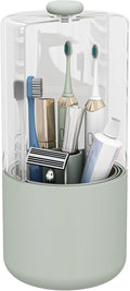 Toothbrush Holder with Cover 360 Rotating 4 Compartments Bathroom Toothpaste by YOOLENS