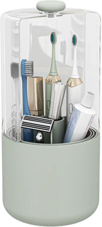 Toothbrush Holder with Cover 360 Rotating 4 Compartments Bathroom Toothpaste by YOOLENS