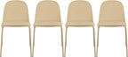 2xhome Parent Modern Stackable Armless Dining Chair | Plastic Shell Seat with Metal Legs | Indoor or Outdoor Use | Home Kitchen Patio (4, Beige, Padded Seat) by 2xhome