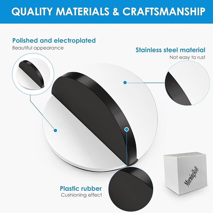 2 Pcs Self Adhesive Door Stoppers, Stainless Steel Floor Door Stop Wall - Image 3